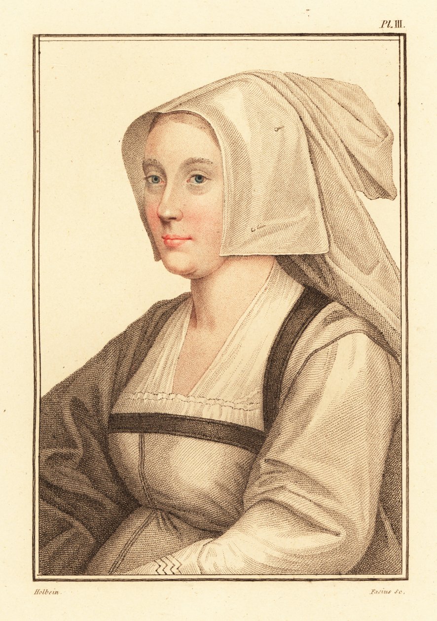 Portret van een onbekende vrouw van het hof van koning Hendrik VIII door Hans (after) Holbein the Younger