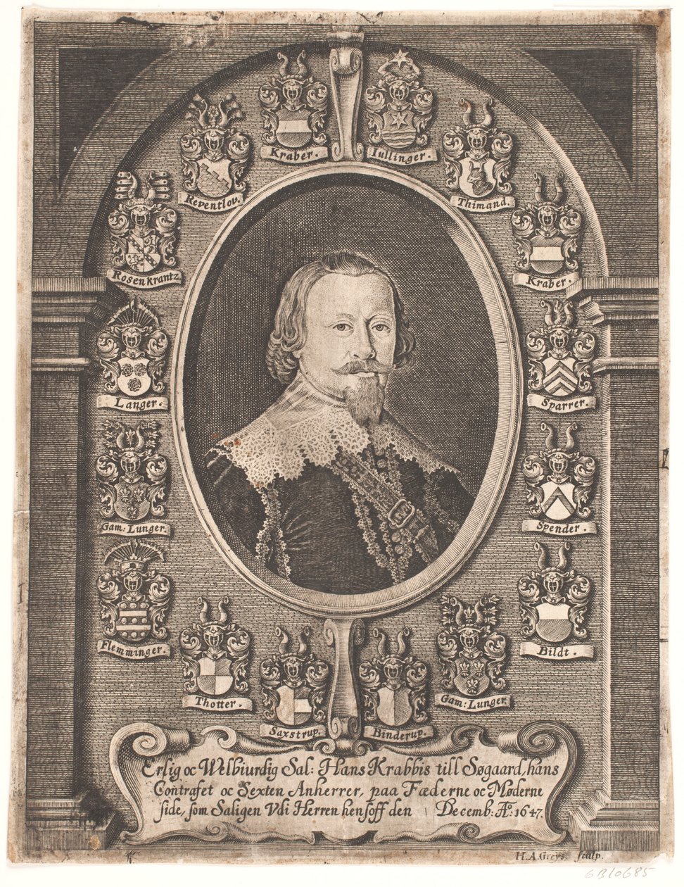 Hans Krabbe bij Søgaard. Uit een lijkrede 1648 door Hans Andreas Greys