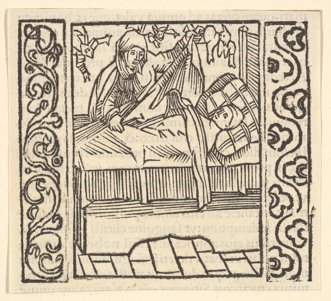 Zorg voor de doden, illustratie uit Speculum Passionis door Hans Baldung