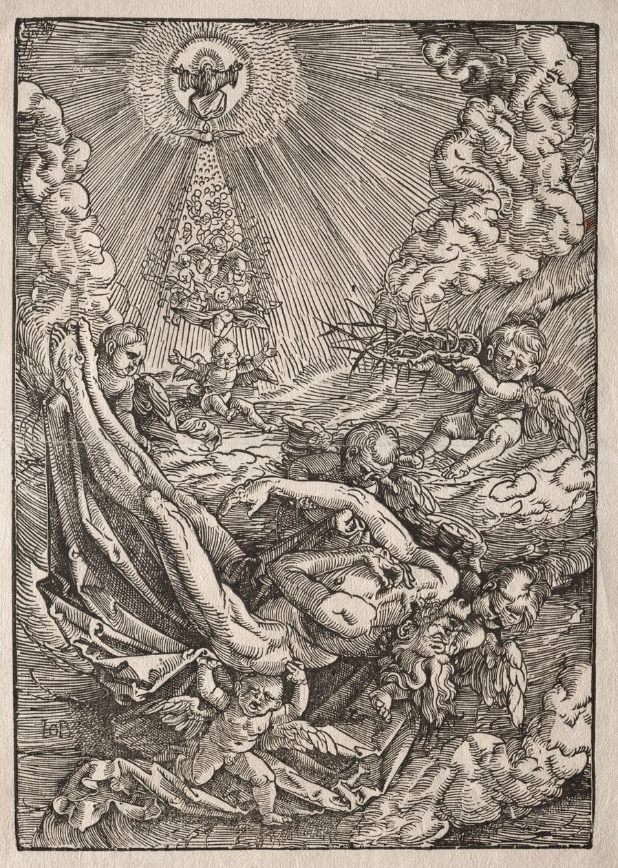 Christus gedragen naar de hemel door engelen, ca. 1515-1517 door Hans Baldung