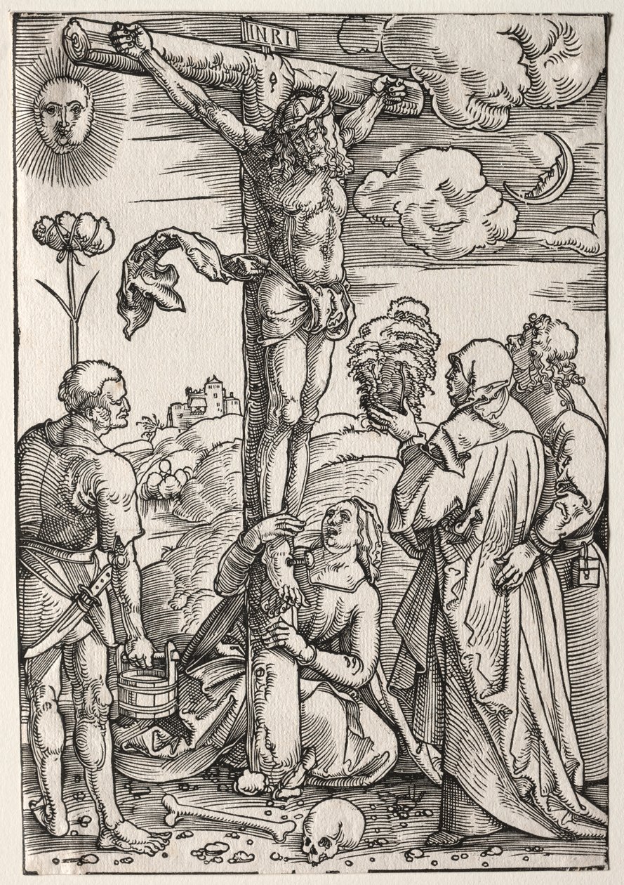 Christus aan het Kruis met Maria, St. Johannes, Maria Magdalena en St. Stefanus, 1505 door Hans Baldung