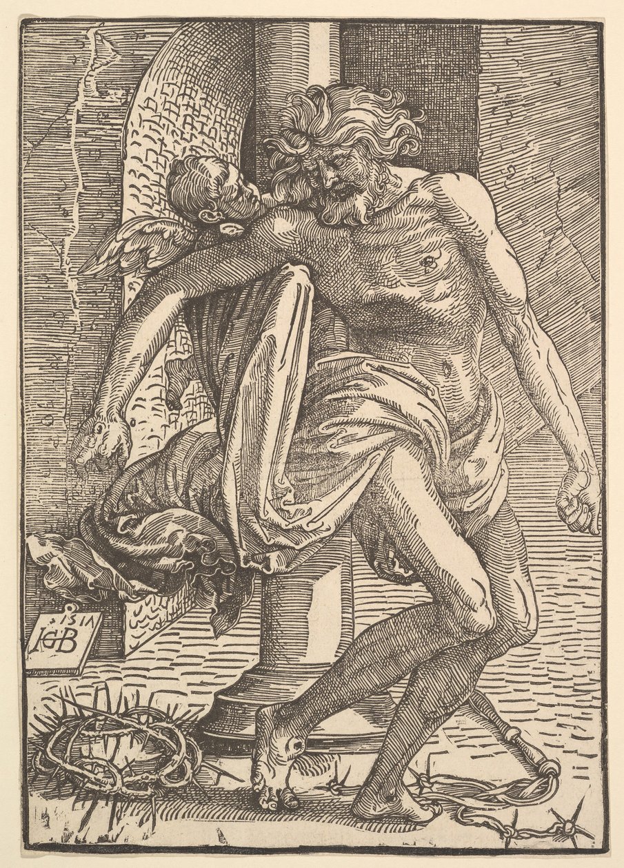 Christus met de Martelwerktuigen ondersteund door een Kleine Engel door Hans Baldung