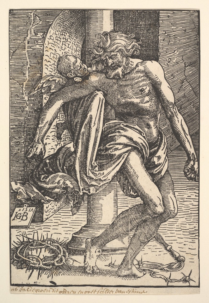 Christus met de Martelwerktuigen Ondersteund door een Kleine Engel, 1517 door Hans Baldung