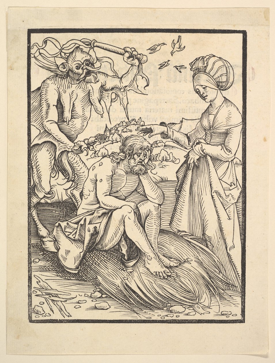 Job verleid door een demon door Hans Baldung