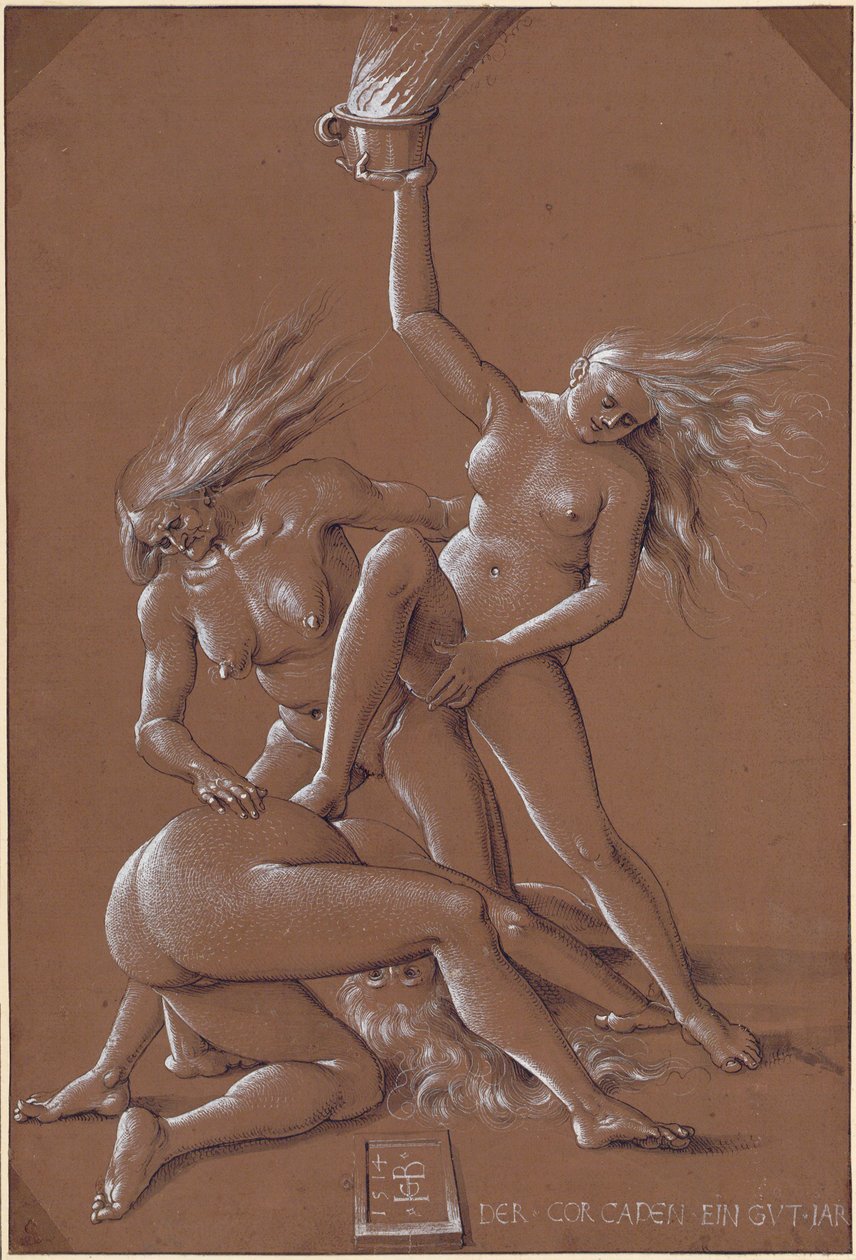 Nieuwjaarsgroet met drie heksen, 1514 door Hans Baldung