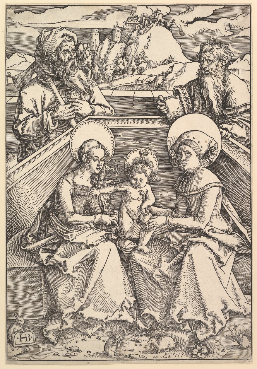 De Heilige Familie met St. Anna en St. Joachim door Hans Baldung