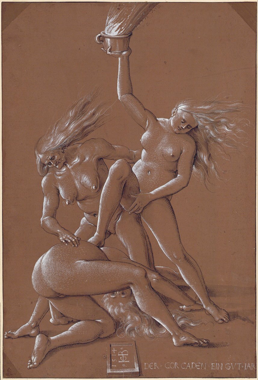 Nieuwjaarswens met drie heksen, 1514 door Hans Baldung Grien