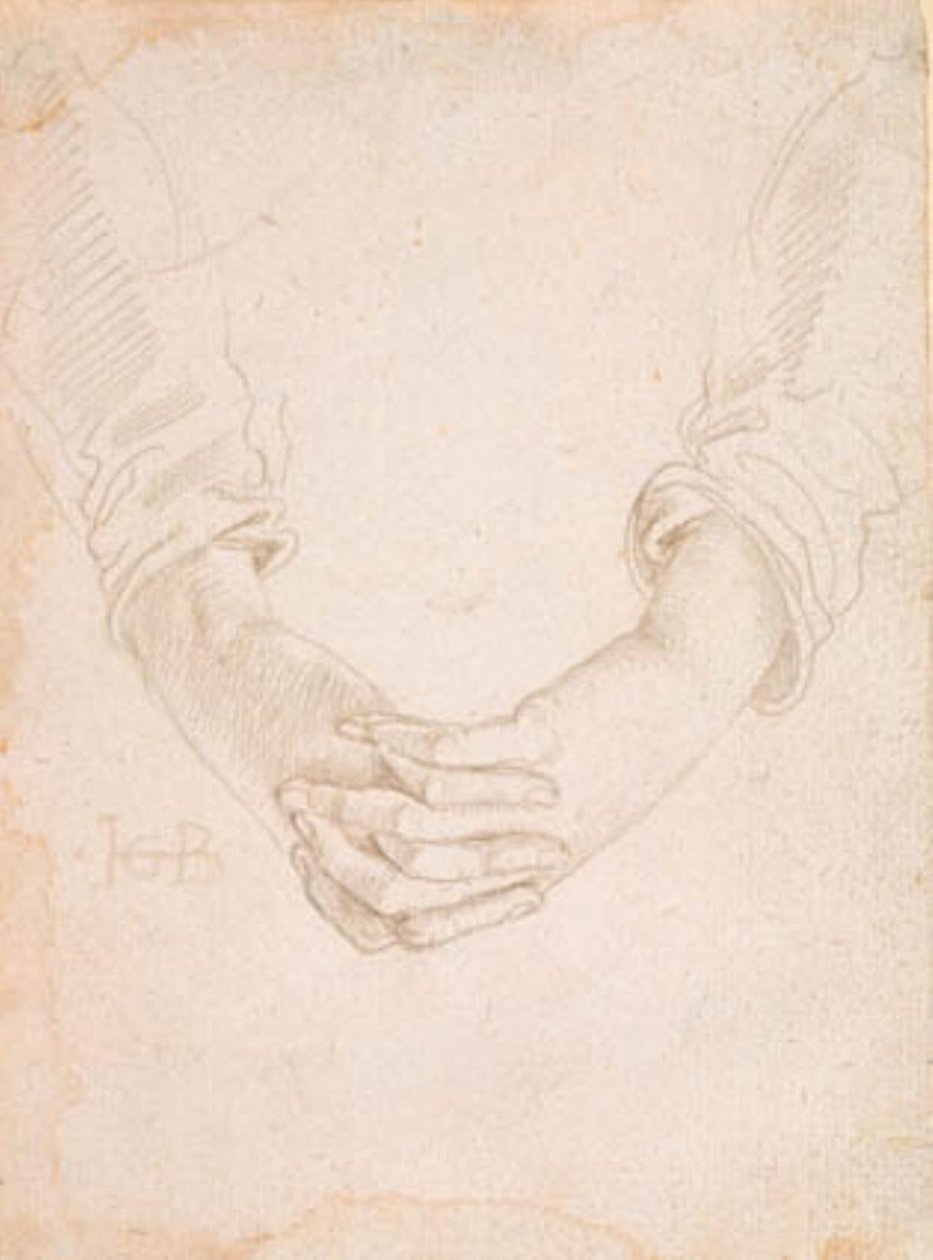 Studie van gevouwen handen van een vrouw door Hans Baldung Grien