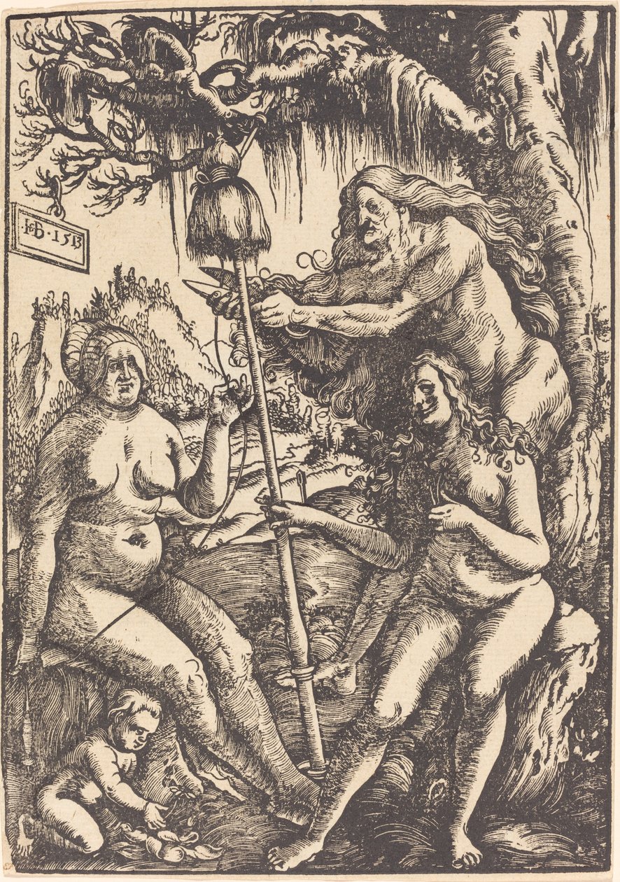 De Drie Schikgodinnen: Lachesis, Atropos en Clotho door Hans Baldung Grien