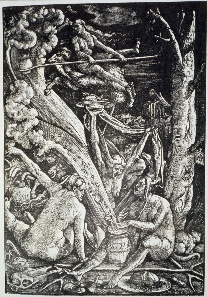 De Heksen op de Sabbat, naar Hans Baldung Grien, geïllustreerd in een geschiedenis van magie gepubliceerd eind 19e eeuw door Hans Baldung Grien