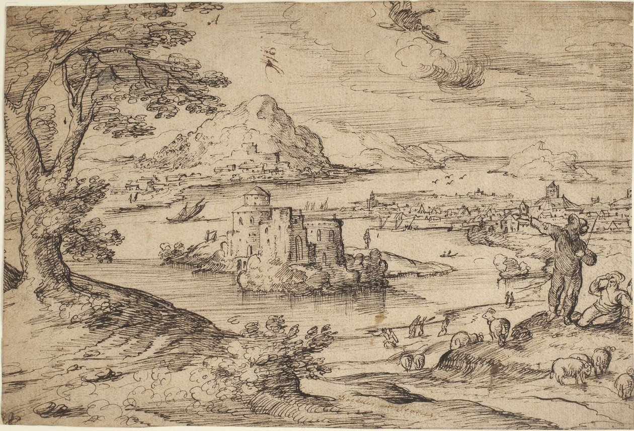 Landschap met de val van Icarus door Hans Bol