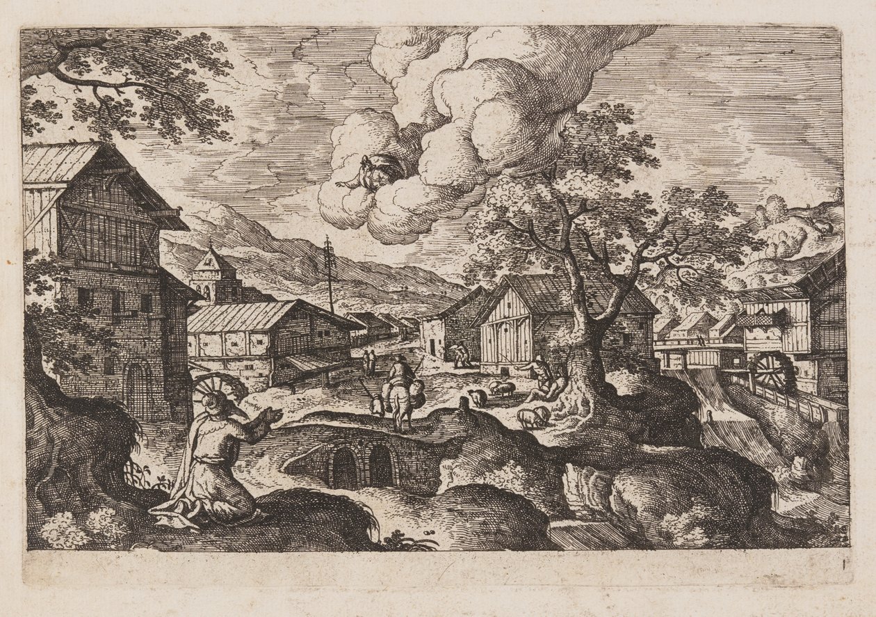 Plaat 1, uit Landschappen met scènes uit het Oude en Nieuwe Testament en Ovidius
