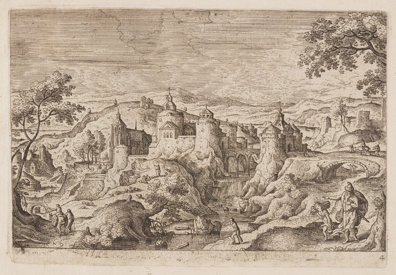 Plaat 4, uit Landschappen met scènes uit het Oude en Nieuwe Testament en Ovidius