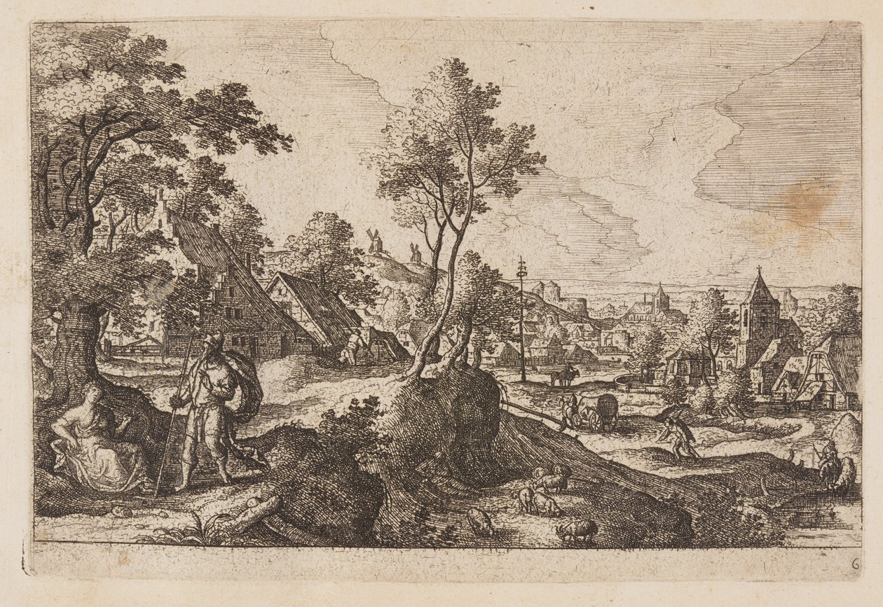 Plaat 6, uit Landschappen met scènes uit het Oude en Nieuwe Testament en Ovidius