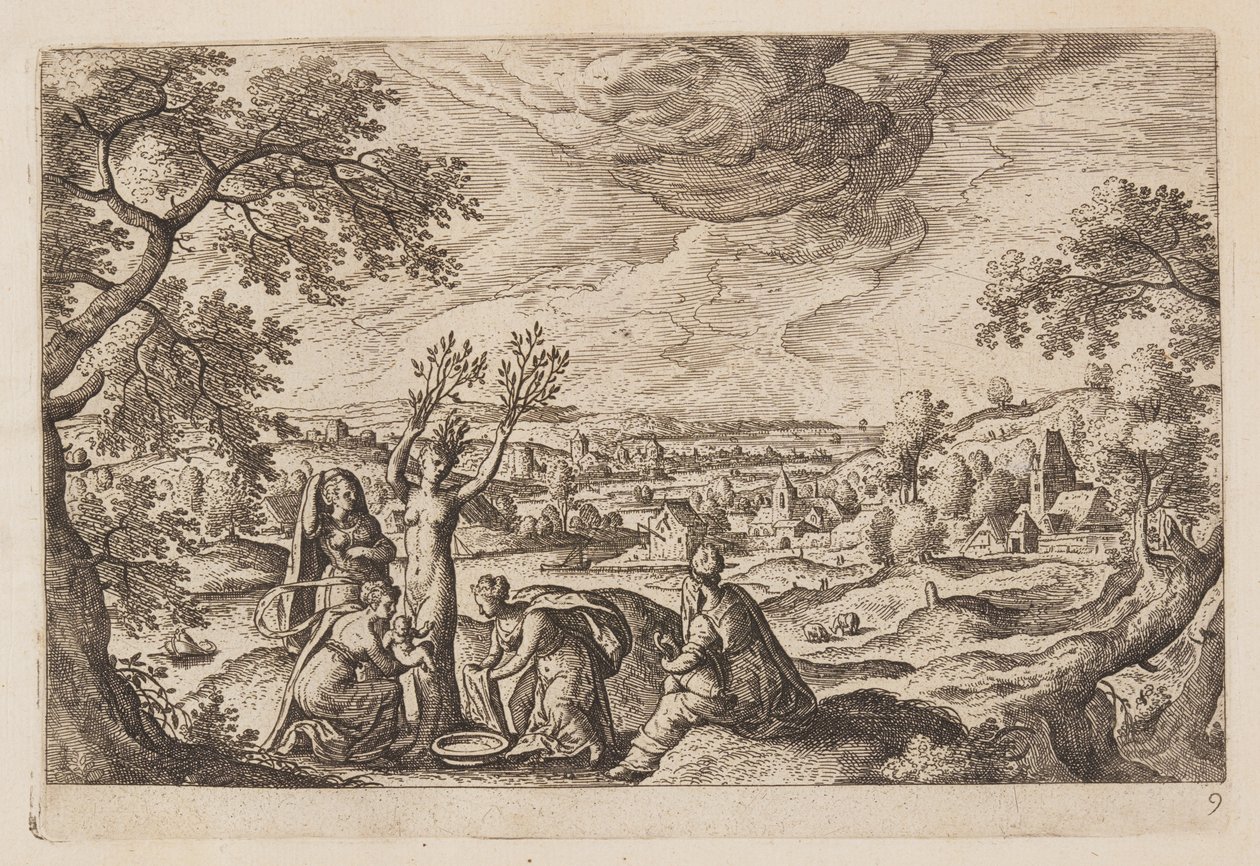 Plaat 9, uit Landschappen met scènes uit het Oude en Nieuwe Testament en Ovidius