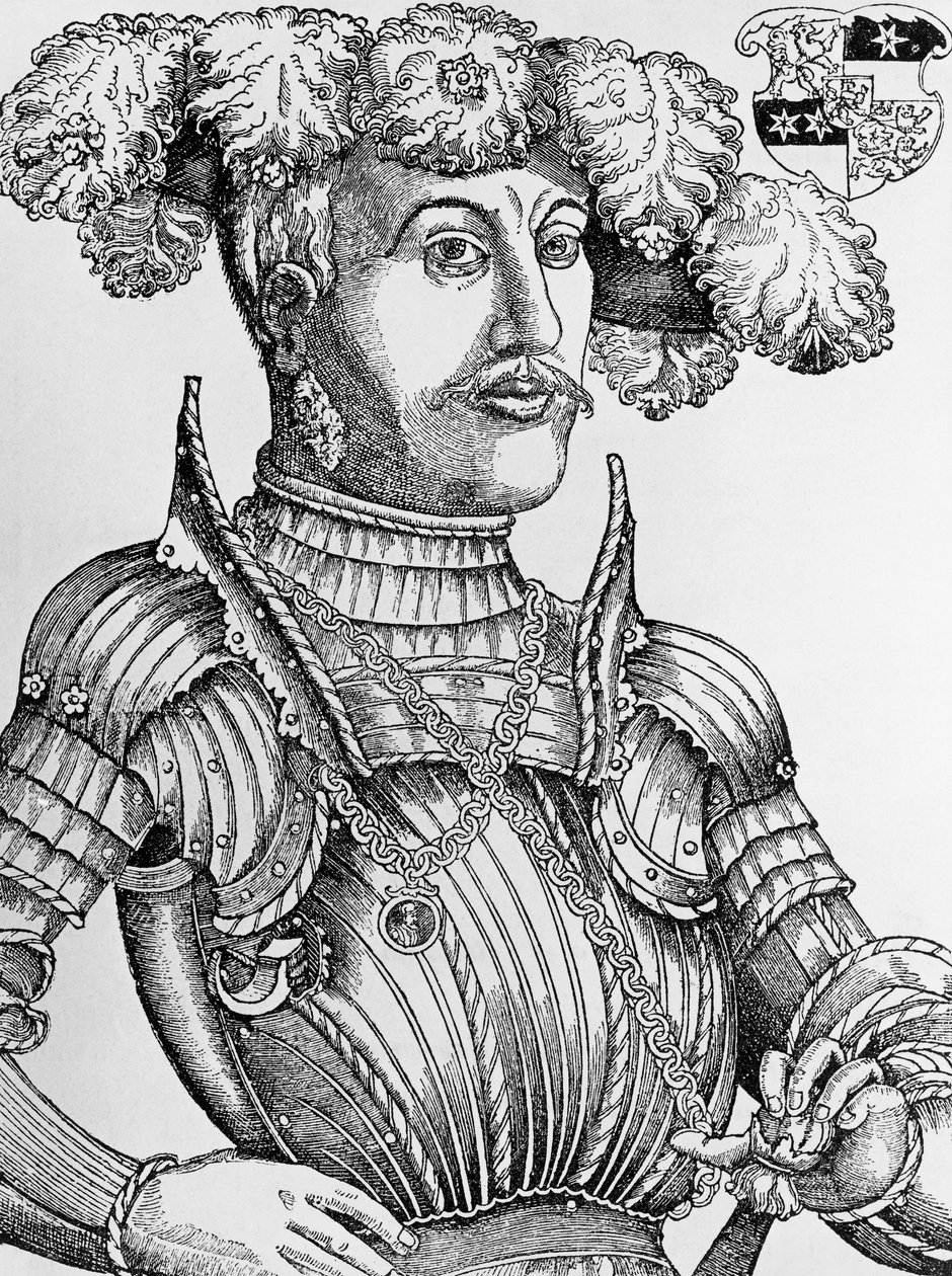 Portret van Filips I, Landgraaf van Hessen, bekend als de Grootmoedige, gravure door Hans Brosamer door Hans Brosamer