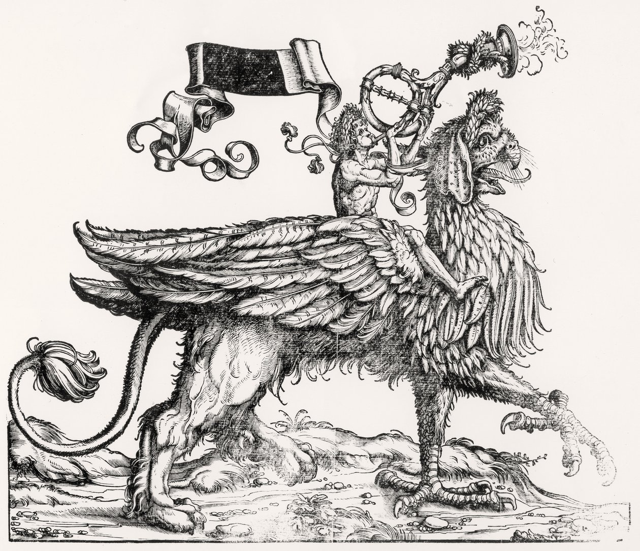 Een bereden griffioen, uit Maximiliaans Triomftocht, c.1516-18 door Hans Burgkmair