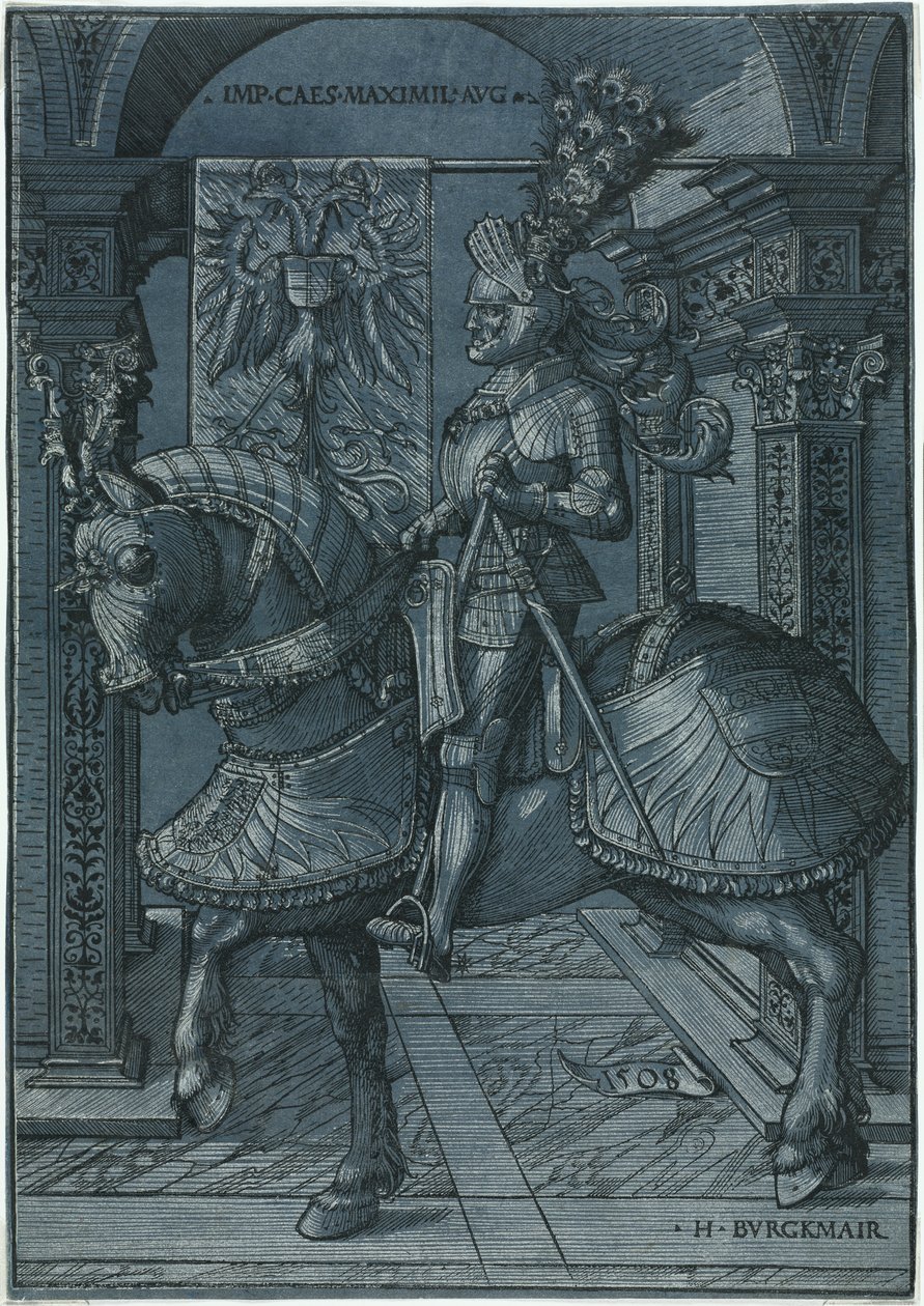 Ruiterportret van keizer Maximiliaan, 1508 door Hans Burgkmair