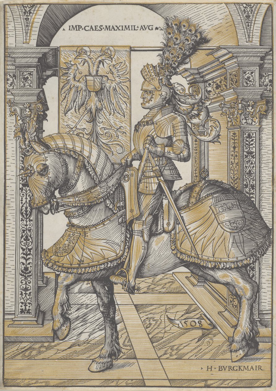 Ruiterportret van keizer Maximiliaan I, 1508 door Hans Burgkmair