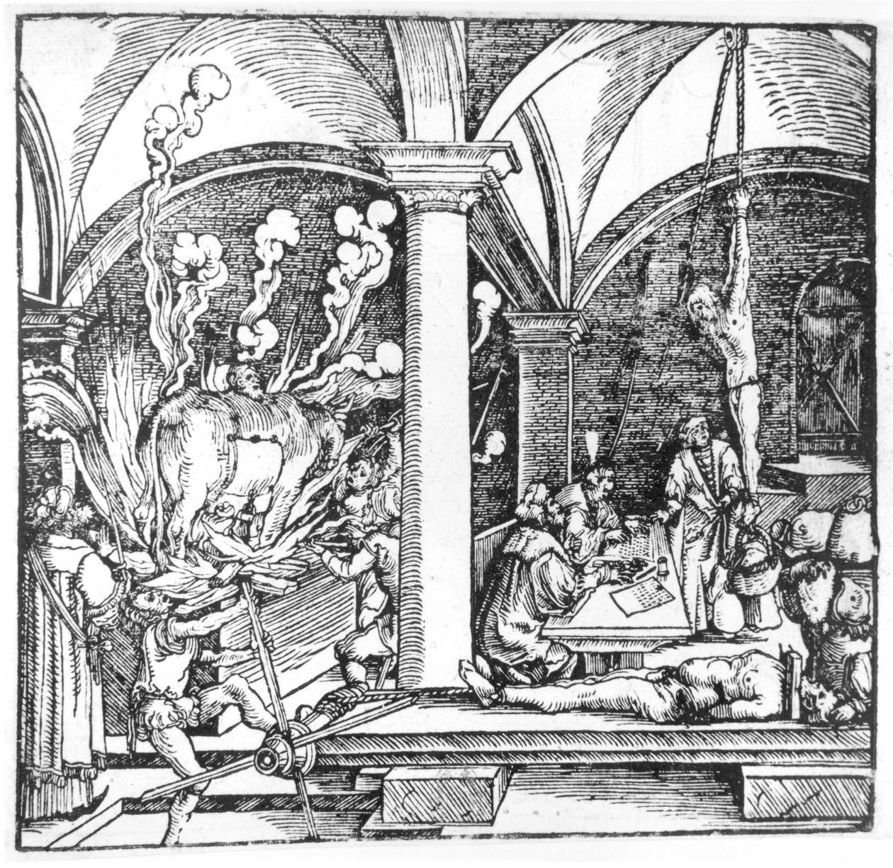 De Ondervraging, illustratie uit een boek van Cicero Teutsch, Augsburg, 1533 door Hans Burgkmair
