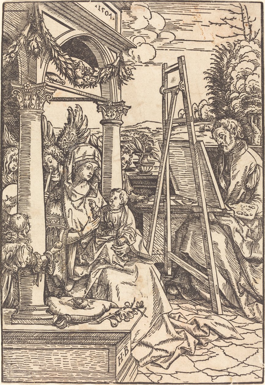 Sint Lucas schildert het portret van de Maagd door Hans Burgkmair I