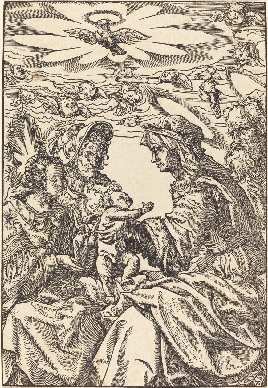 De Heilige Familie met Sint Anna en Sint Joachim door Hans Burgkmair I