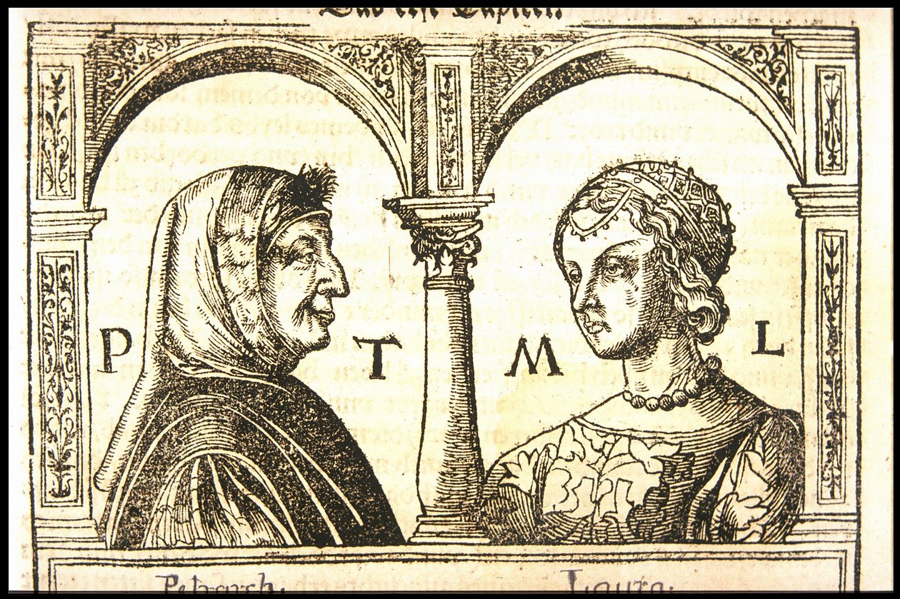 Petrarca en Laura, ca. 1545 door Hans Burgkmair the Elder