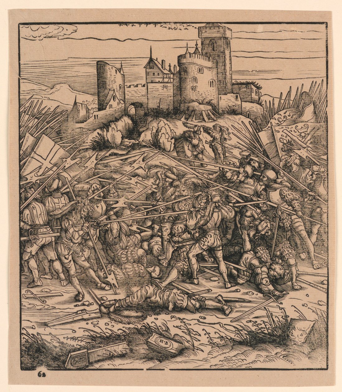 De Slag bij Nauders, uit "Der Weisskunig" door Hans Burgkmair the Elder