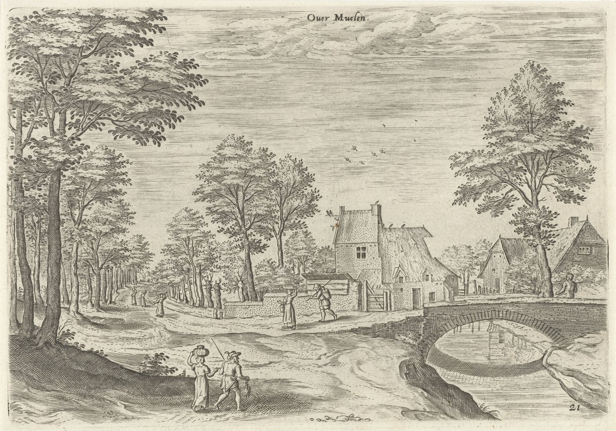 Gezicht op de weg naar de Brusselse stadspoort Overmolen door Hans Collaert (I)