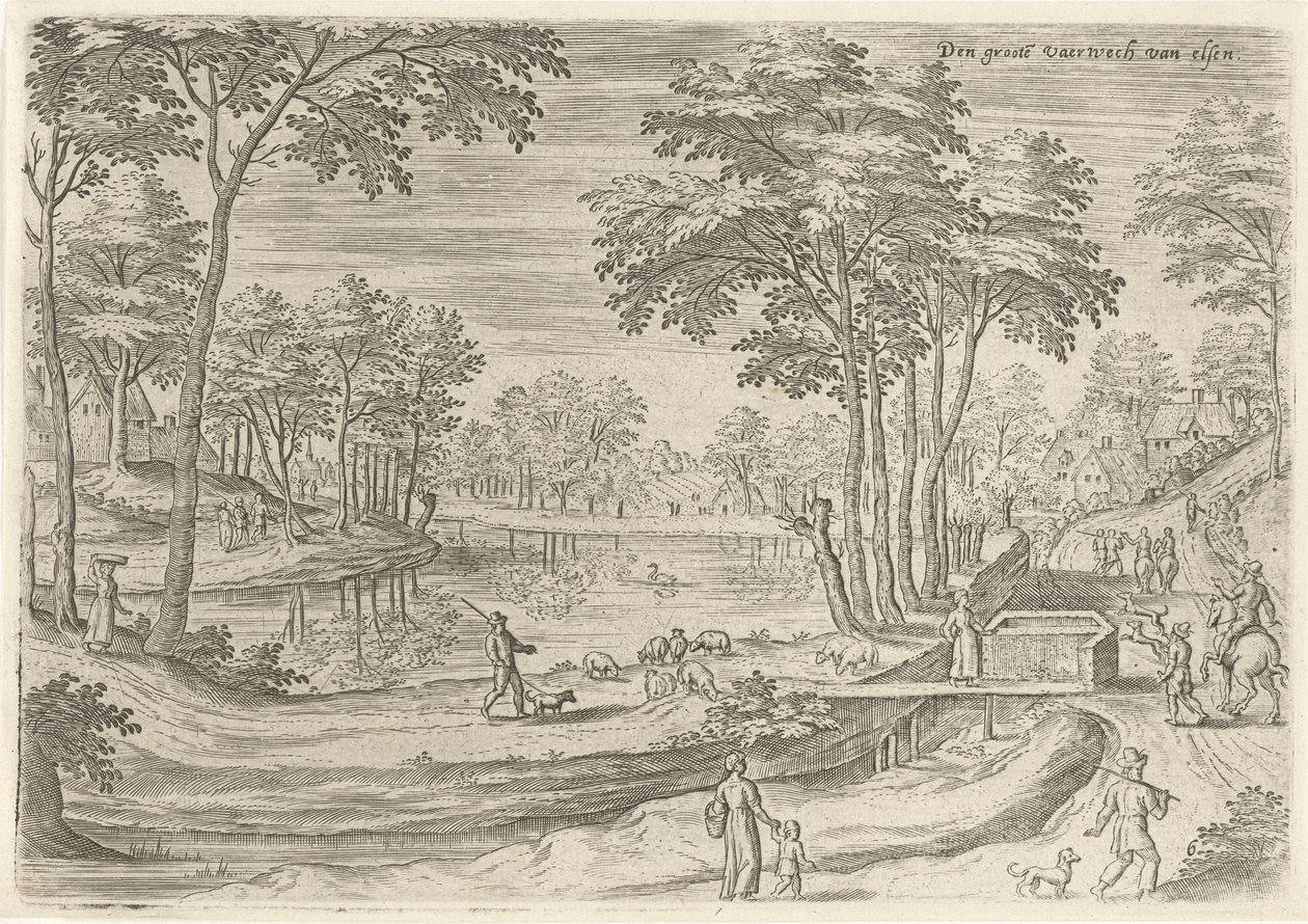 Gezicht op het kanaal van Elsene (Gezichten uit de omgeving van Brussel) door Hans Collaert (I)
