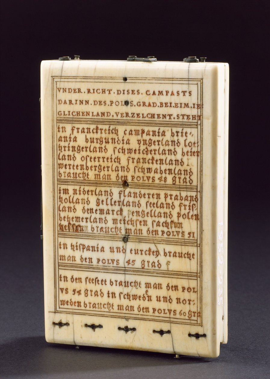 Tabletkompas zonnewijzer, Neurenberg, 1574 door Hans Ducher