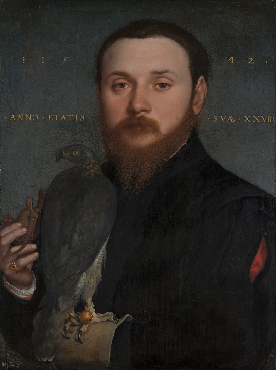 Portret van een valkenier door Hans Holbein