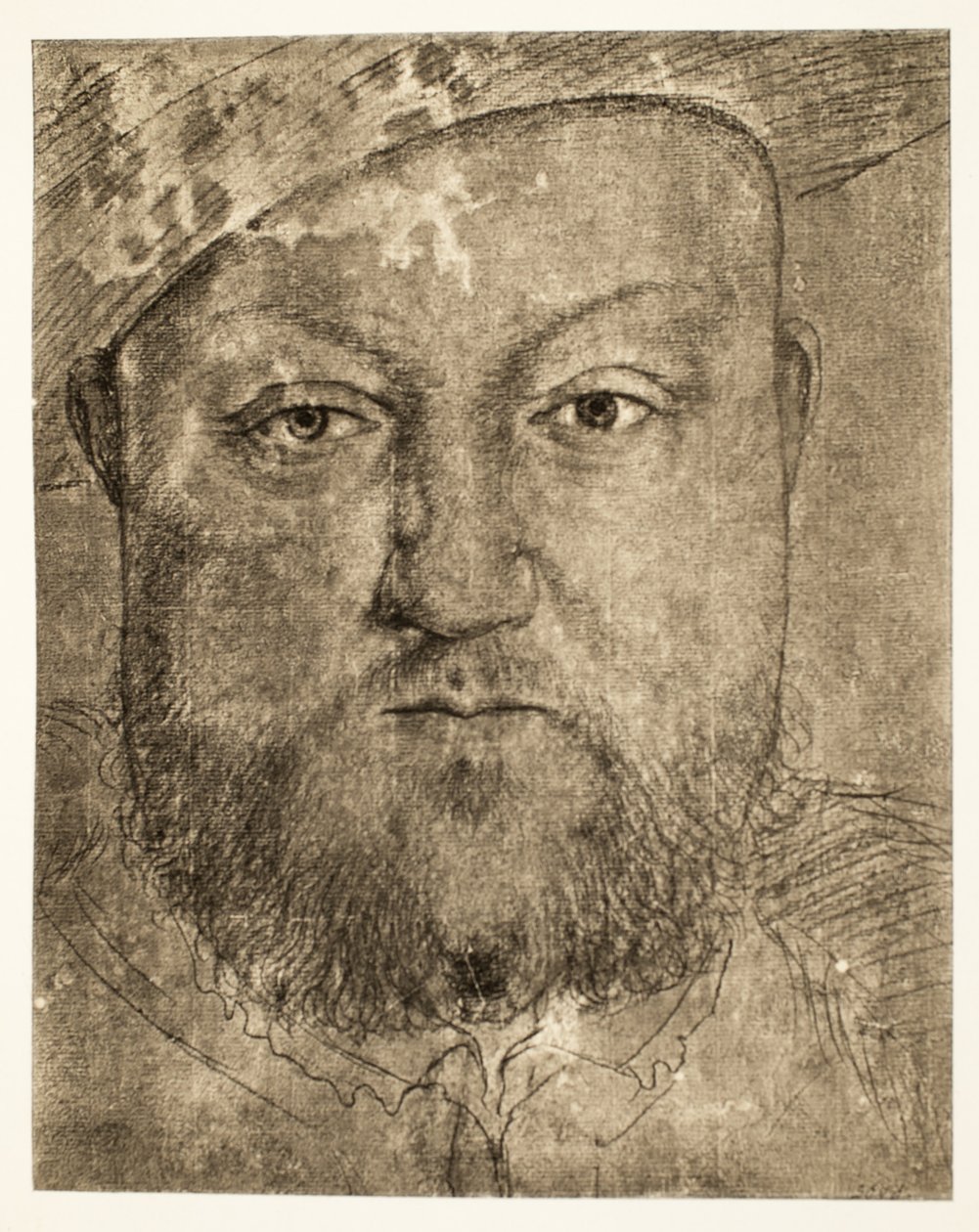 Hendrik VIII krijttekening, ca. 1540, pub. 1902 door Hans Holbein der Jüngere