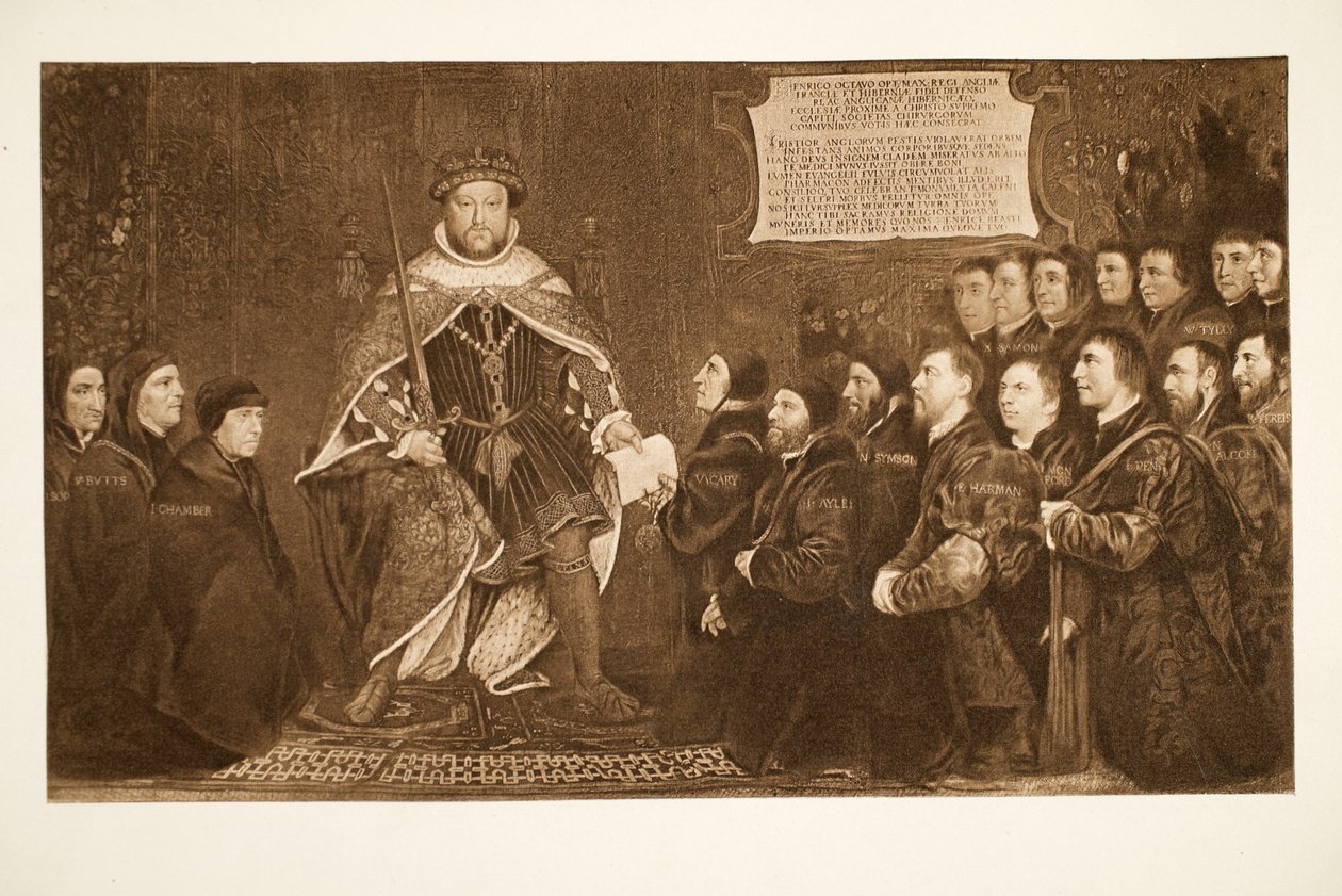 Hendrik VIII verleent een charter aan de Barber-Surgeons door Hans Holbein der Jüngere