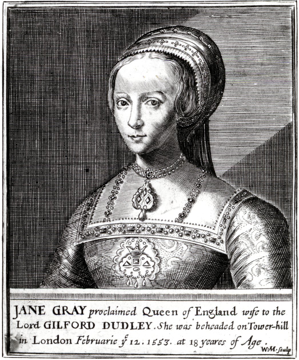 Jane Gray, gegraveerd door William Marshall, 1648 door Hans Holbein der Jüngere