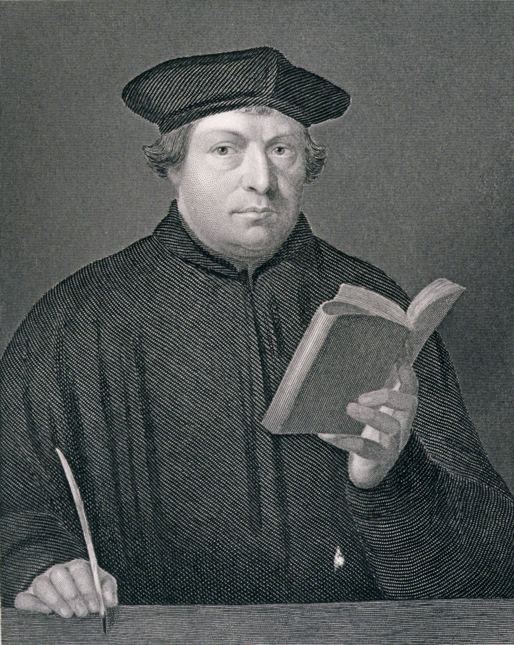 Martin Luther (1483-1546), gegraveerd door W. Holl, uit 