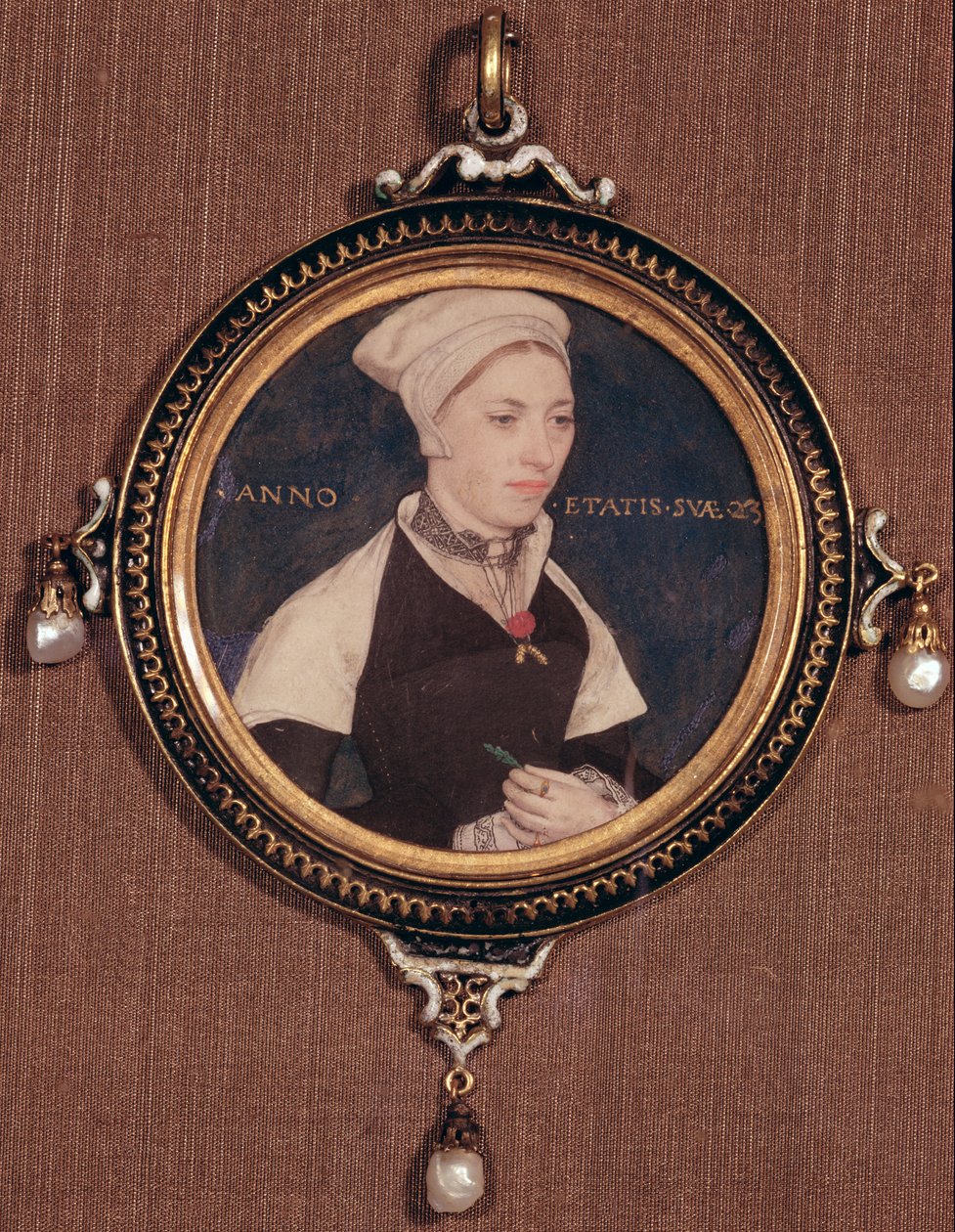 Miniatuurportret van Jane Small, voorheen bekend als mevrouw Robert Pemberton, ca. 1540 door Hans Holbein der Jüngere