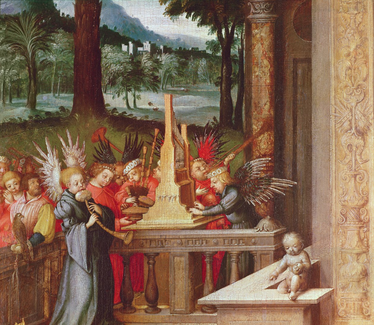 Maagd, kind en heiligen (detail) door Hans Holbein the Elder