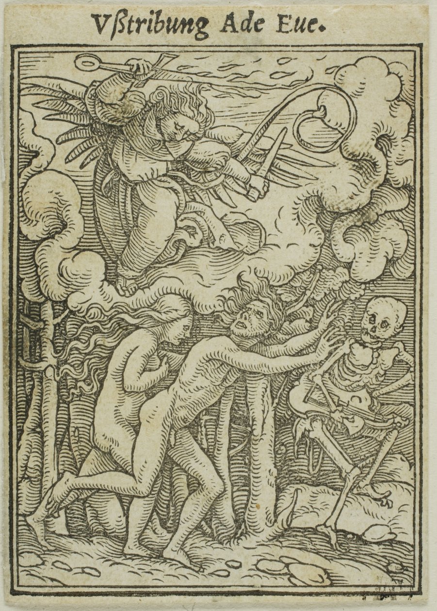 Adam en Eva verdreven uit het paradijs door Hans Holbein the Younger