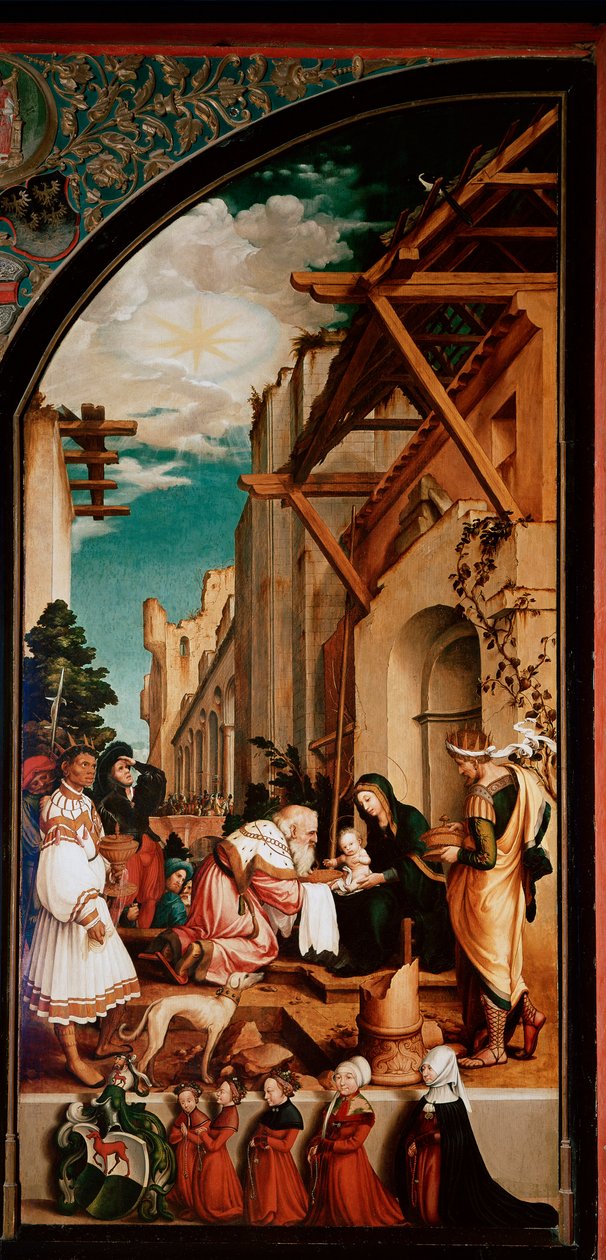 Altaarstuk Oberried: De Aanbidding der Wijzen (detail) door Hans Holbein der Jüngere