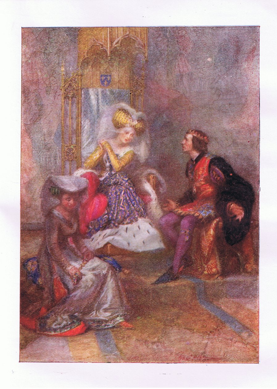 En wat zeg je dan tegen mijn liefde? (Koning Hendrik V), uit De Volledige Werken van Shakespeare gepubliceerd door George Harrap & Co Ltd, 1920s door Hans Holbein der Jüngere
