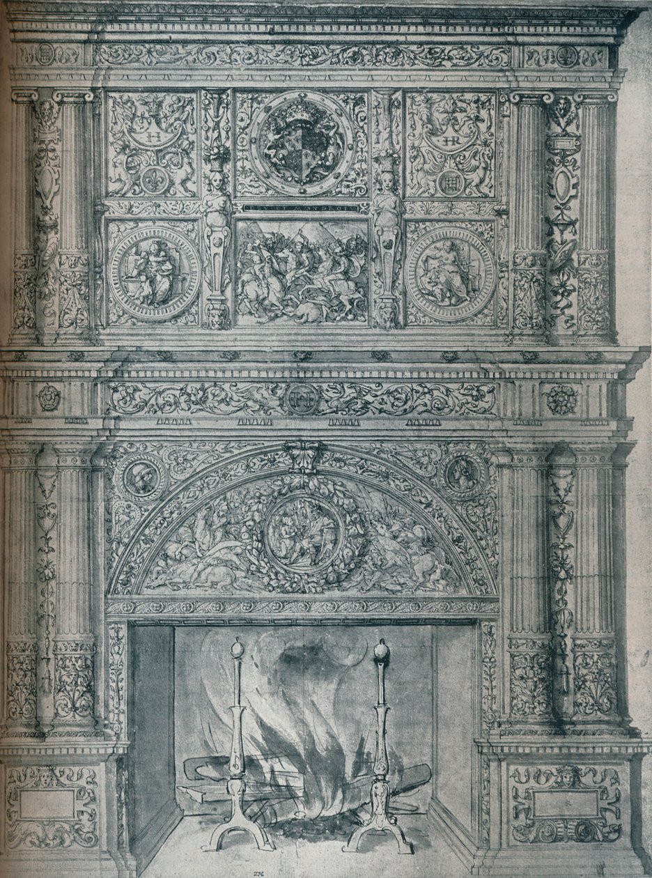 Tekening van schoorsteenmantel, ca. 1537 door Hans Holbein der Jüngere