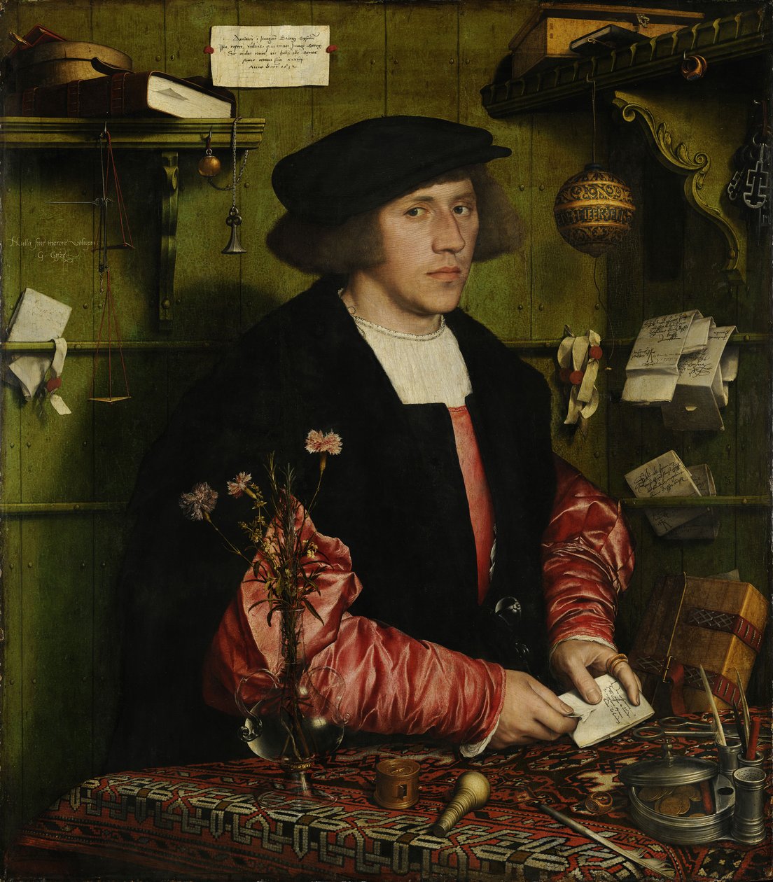 Portret van de Koopman George Gisze door Hans Holbein der Jüngere