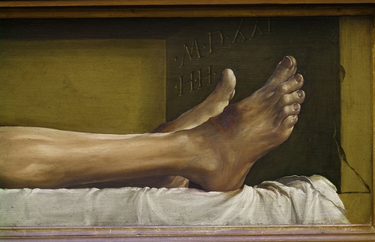 Het lichaam van de dode Christus (detail) door Hans Holbein der Jüngere