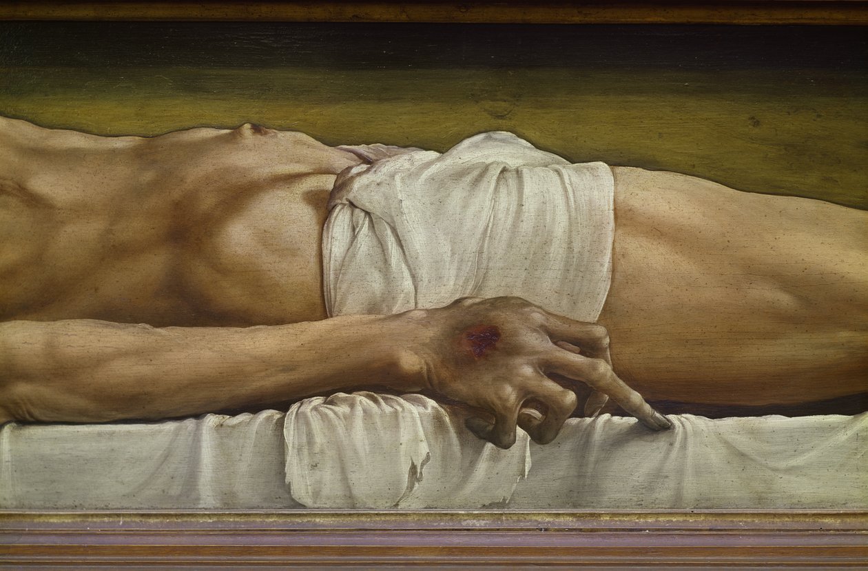 Het lichaam van de dode Christus (detail) door Hans Holbein der Jüngere
