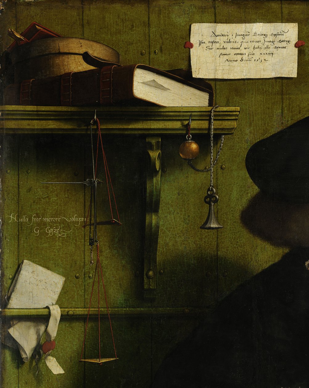 De koopman Georg Gisze (detail), 1532 door Hans Holbein der Jüngere