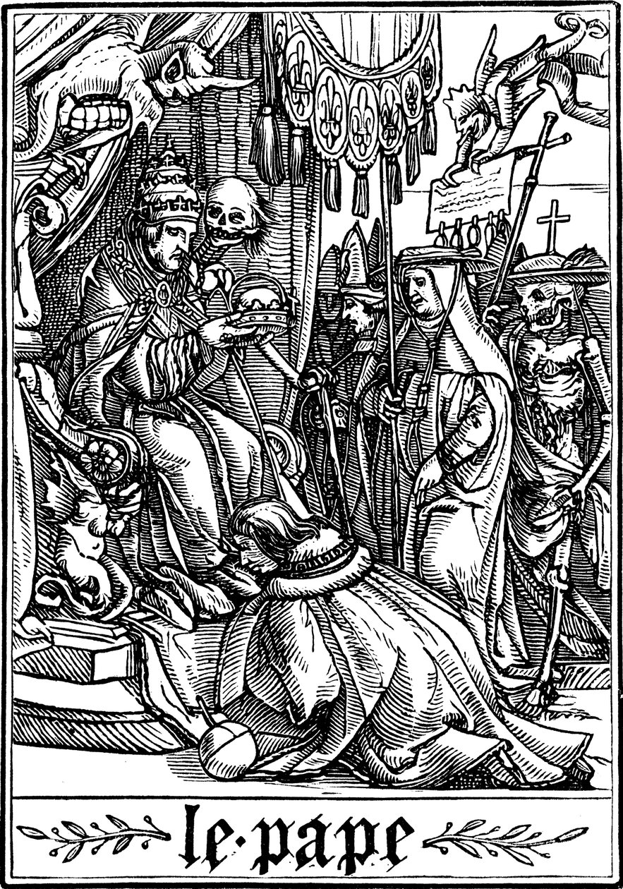 De paus bezocht door de dood, 1538 door Hans Holbein der Jüngere