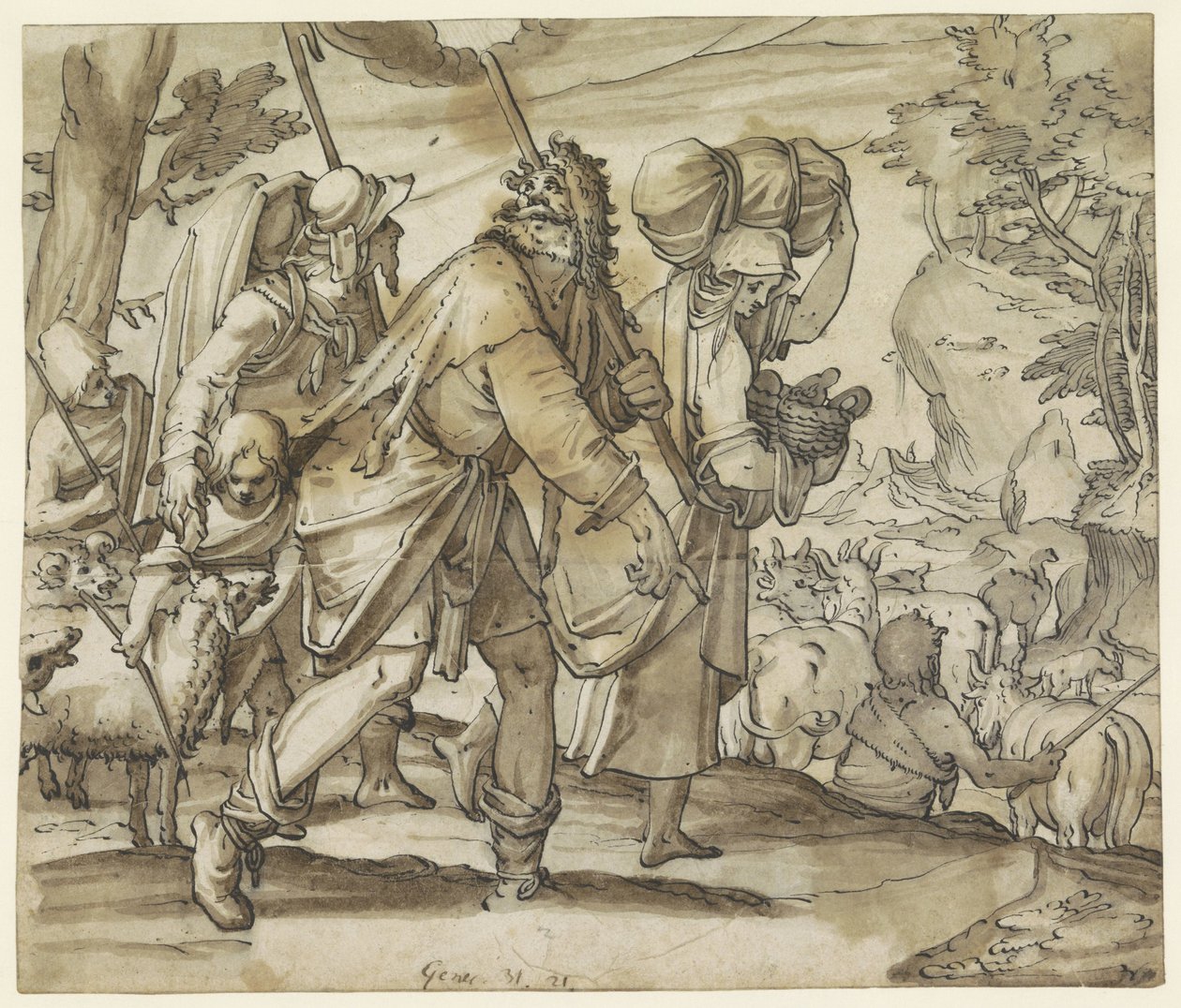 Jacob ontvlucht Laban in het land Kanaan door Hans Jegli (II)