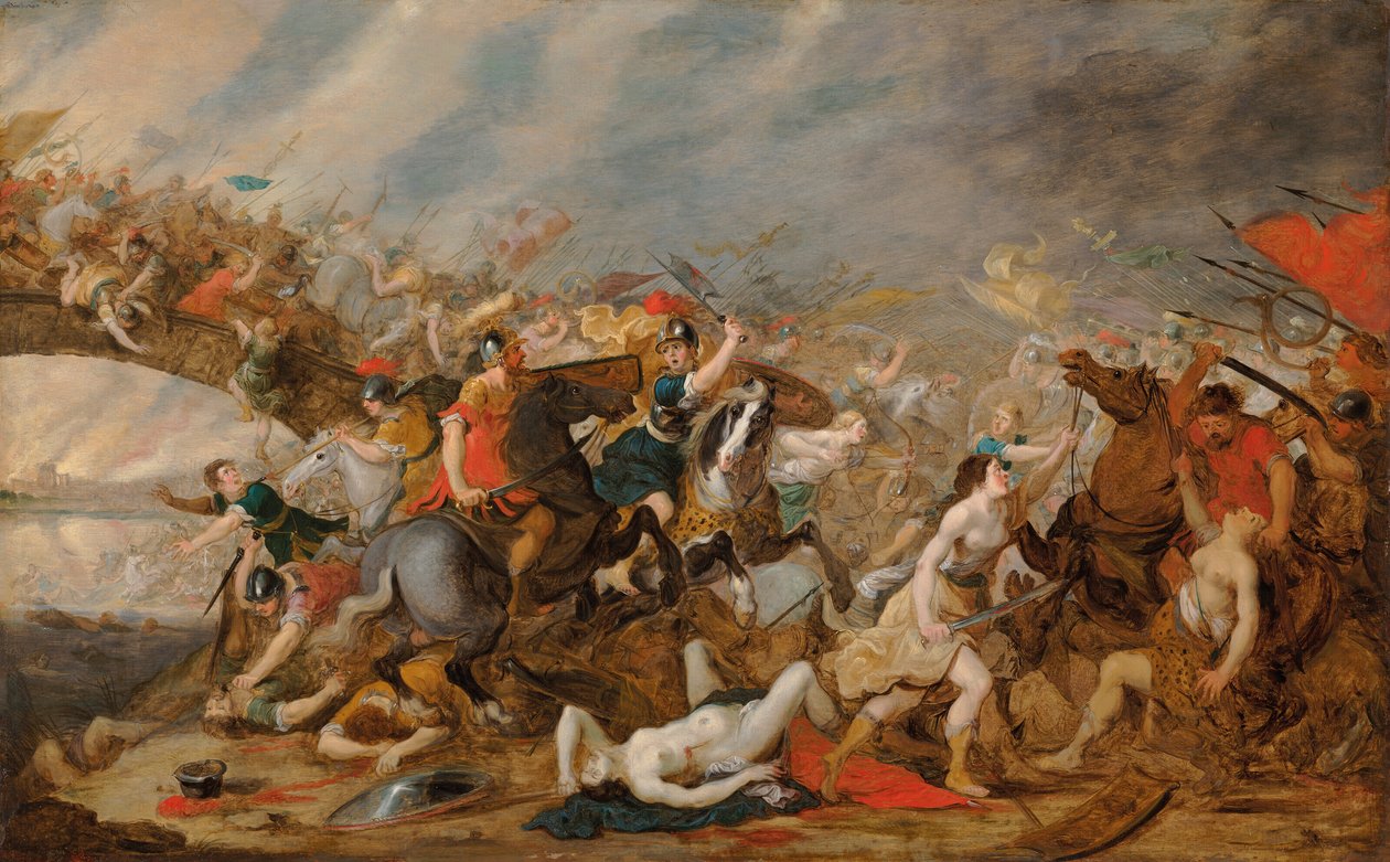 De strijd van de amazones door Hans Jordaens III