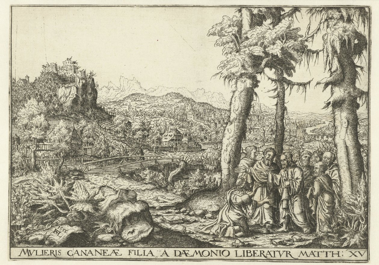 Landschap met Christus en de vrouw uit Kanaän door Hans Lautensack